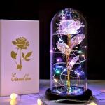 DHAVAL Rainbow LED Rose in Acrylic Dome: The for Mom, Sisters, or Friends on Birthdays and Anniversaries (Plastic Pack of 1)