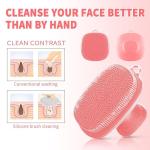 VWMYQ Silicone Facial Cleansing Brush Face Wash Brush Face Scrubber Soft Handle Deep Cleansing Skin Care for Gentle Exfoliating, Removing Blackhead, Massaging (Pink)