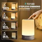 FLYNGO Touch Control LED Night Light Table Lamp for Bedroom, Living Room, and Study, with Adjustable Brightness, USB Rechargeable (A1)Plastic ,White
