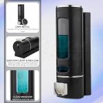 BATH GURU Abs Wall Mounted Shampoo Sanitizer Lotion Hand Dish Wash Gel Liquid Soap Dispenser for Bathroom Kitchen Pack of 2 (400 Ml, White & Black, Plastic)