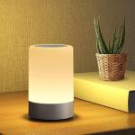 FLYNGO Touch Control LED Night Light Table Lamp for Bedroom, Living Room, and Study, with Adjustable Brightness, USB Rechargeable (A1)Plastic ,White