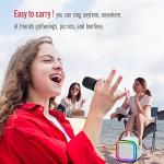 Mini Karaoke Machine for Kids and Adults, with 2 Wireless Microphones and Lights, Compatible with All Smartphones, Party Essential Toy (Beige)