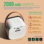 Mini Karaoke Machine for Kids and Adults, with 2 Wireless Microphones and Lights, Compatible with All Smartphones, Party Essential Toy (Beige)
