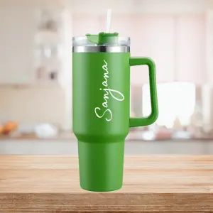 Customized Name-Printed 1200ml Insulated Stainless Steel Tumbler with Straw and Lid