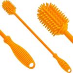 Silicone Bottle Cleaning Brush with Long Handle – Flexible, Non-Scratch Brush for Baby Bottles, Water Bottles, Containers, Vases & Glasses