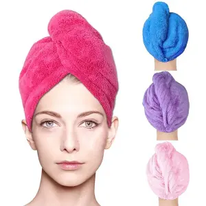 Premium Hair Wrap – Super Absorbent Microfiber Towel | Quick Dry, Heavy-Duty Hair Drying Towel (Random color-Pack of 1)