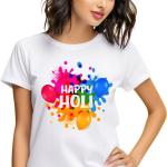happy holi color splash printed women's t-shirt