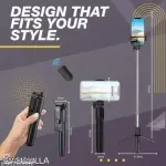 Casewilla R1 Bluetooth Selfie Stick Tripod & Monopod with Remote, 3-in-1 Multifunctional Selfie Stick Compatible witl All Mobile Phones (Black, Remote Included)