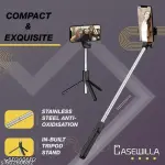 Casewilla R1 Bluetooth Selfie Stick Tripod & Monopod with Remote, 3-in-1 Multifunctional Selfie Stick Compatible witl All Mobile Phones (Black, Remote Included)