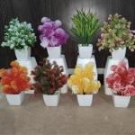 GREEN GARDEN बहुरंगी जंगली फूल नक़ली फूल पॉट के साथ (7 inch, 4 का पैक)