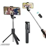 Casewilla R1 Bluetooth Selfie Stick Tripod & Monopod with Remote, 3-in-1 Multifunctional Selfie Stick Compatible witl All Mobile Phones (Black, Remote Included)